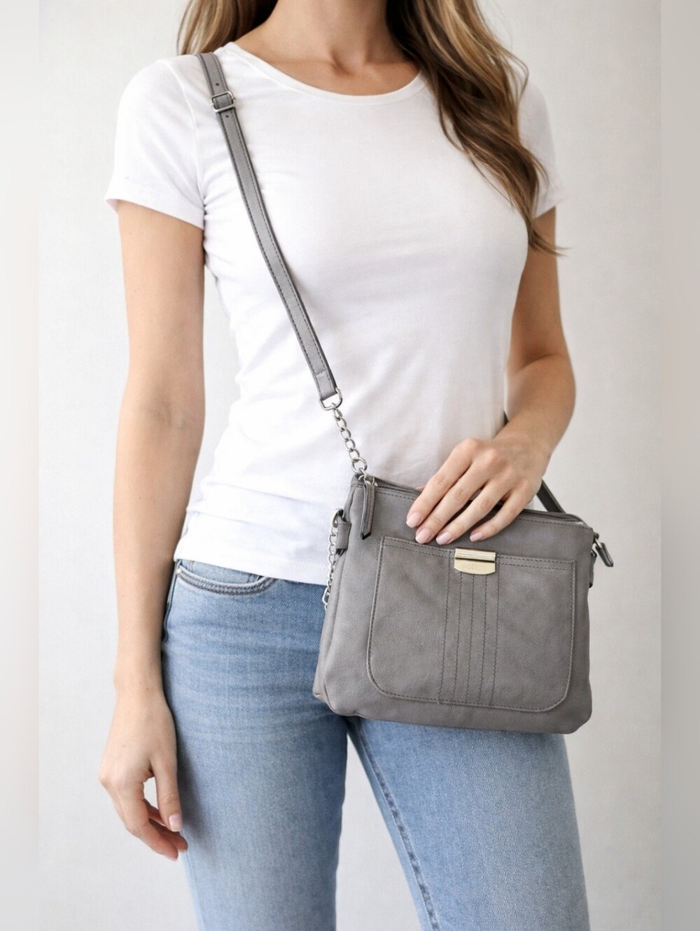 Rosetti Midge Gray Crossbody/Organizer Bag Multiply Pockets 10"×9"×2"